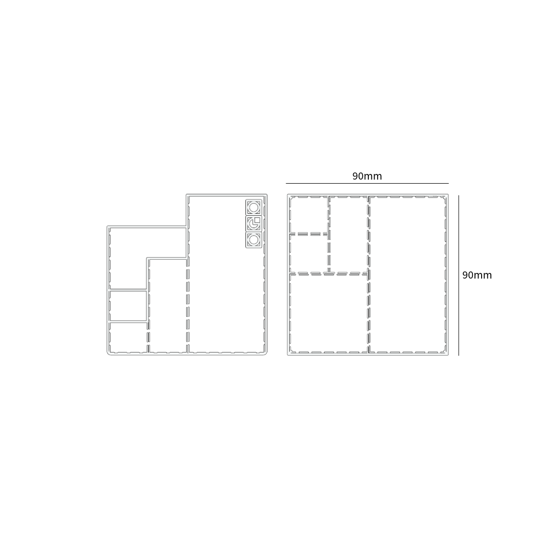 Dimension sketch shows Designer pen holder with multiple compartments for organized desk space.