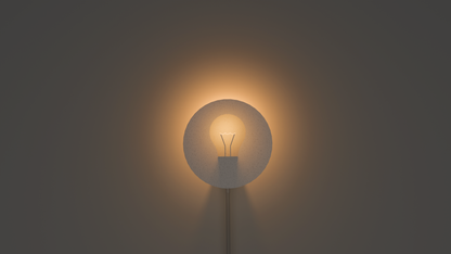 Elegant Halo Light sconce with LED casting classic tungsten bulb silhouette.