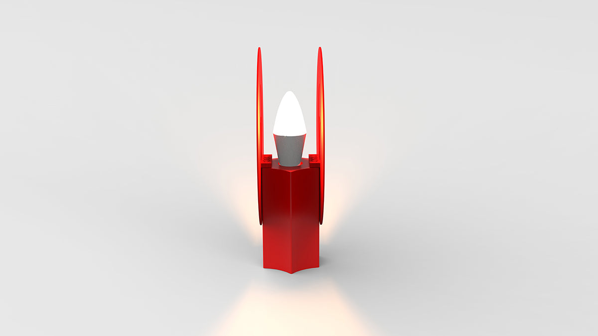 On shot of Halo Lamp in red color side view