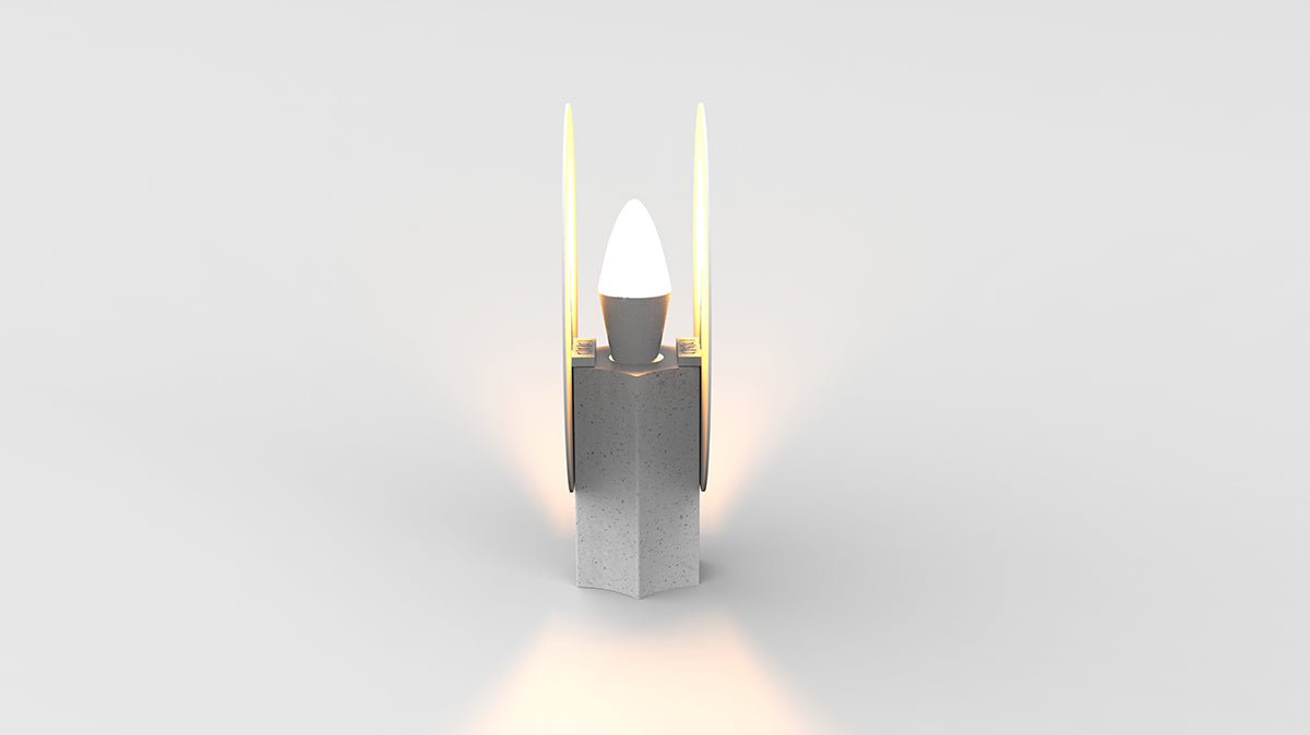 On shot of Halo Table Lamp in marble color side angle