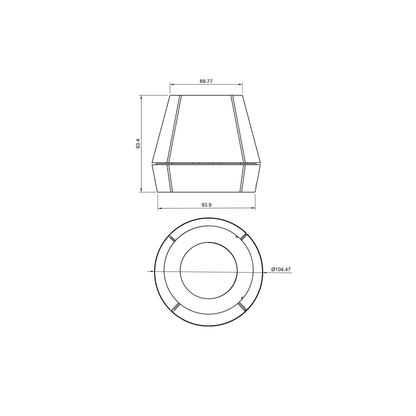 Dimension drawing of Litele lamp showcasing its minimalist design and precise dimensions.