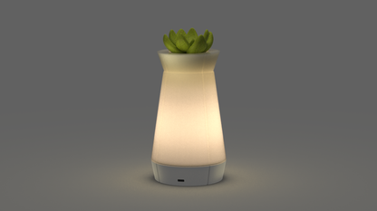 Multifunctional Venti Plus lamp with planter in white, designed for modern living spaces.