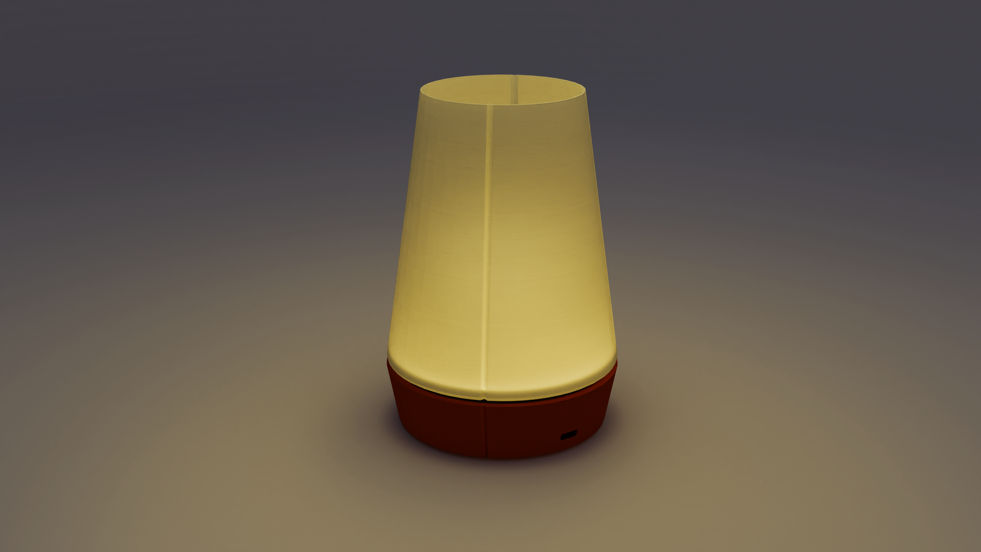 Minimalist Venti lamp with cone diffuser and Bluetooth connectivity for smart functions.