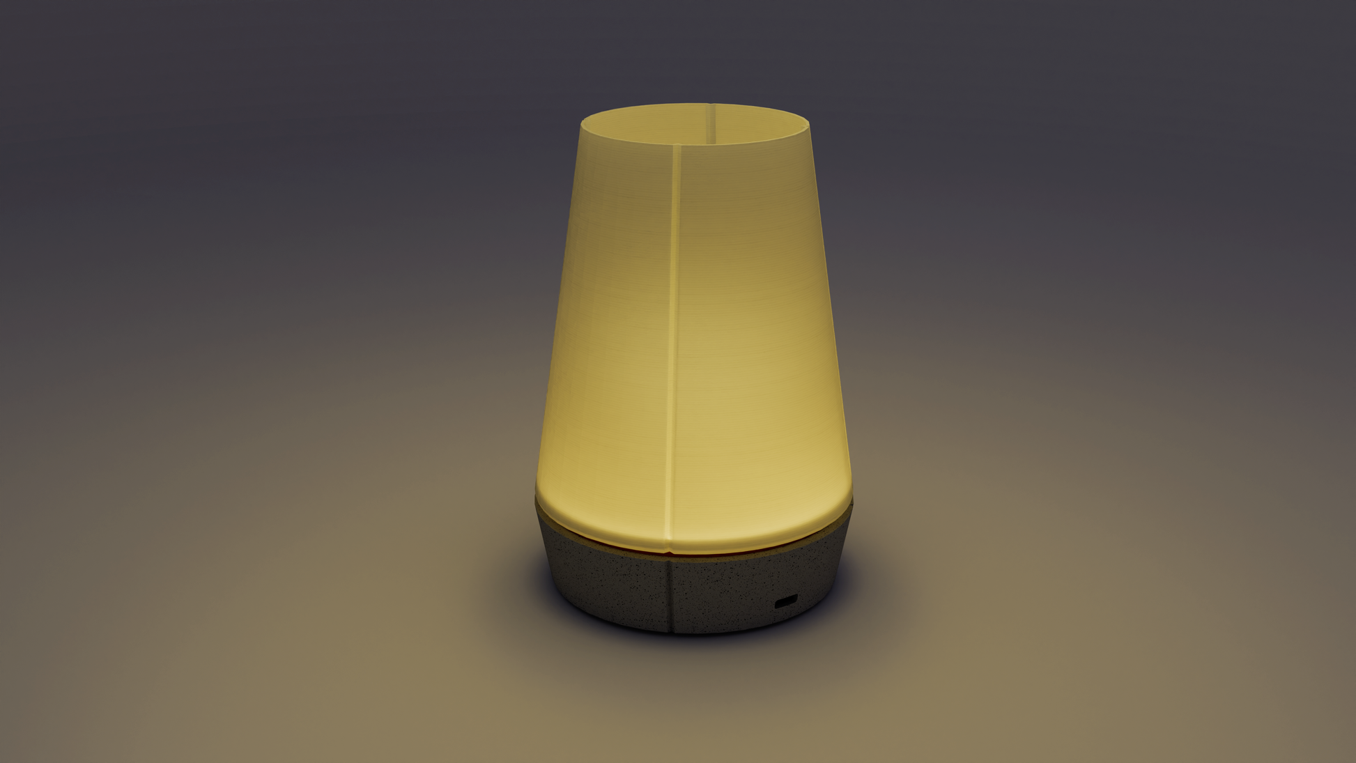 Portable table light Venti with sleek cone-shaped diffuser and minimalist design.