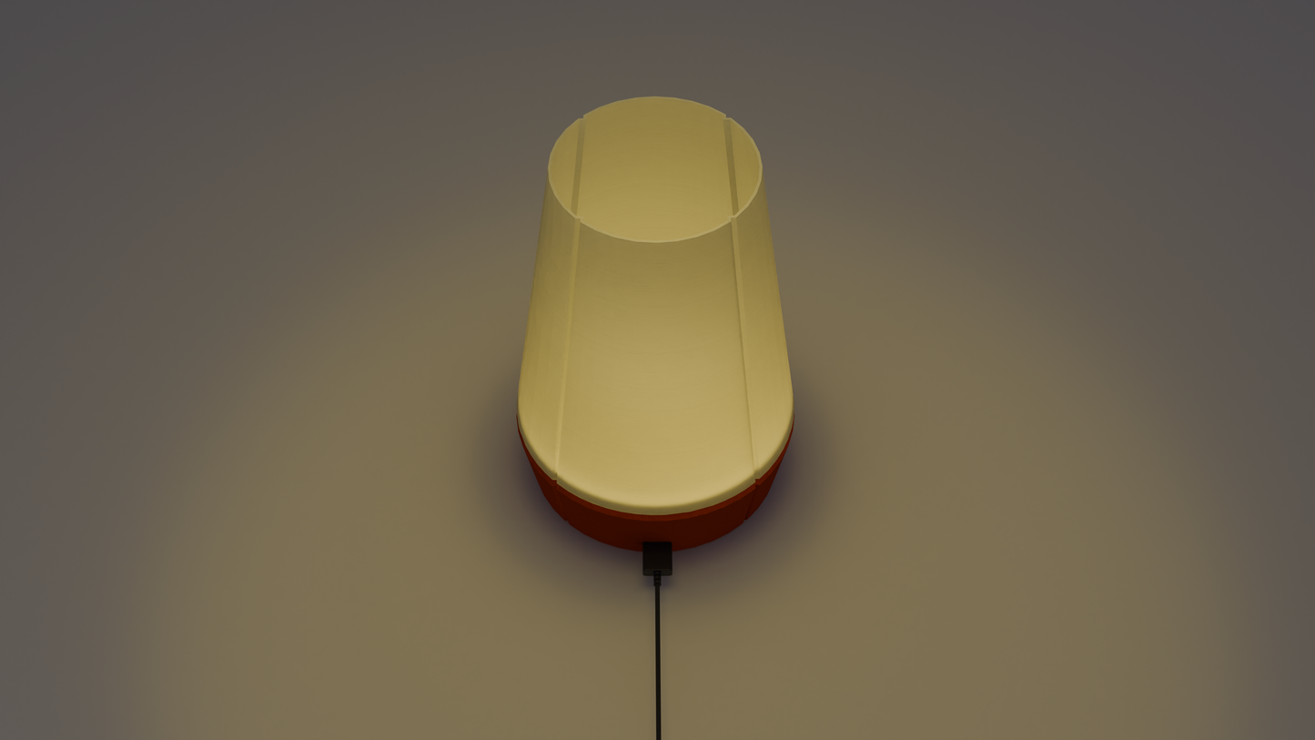 Sleek Venti table light with cone-shaped diffuser and integrated Bluetooth technology.